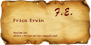 Frics Ervin névjegykártya